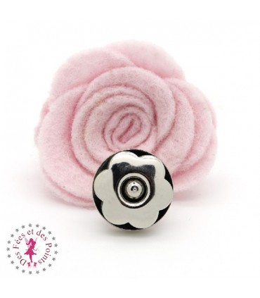 Fermoir magnétique / Aimant  "Fleur métallique" - Argent