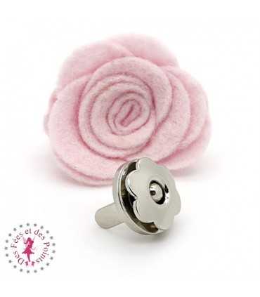 Fermoir magnétique / Aimant  "Fleur métallique" - Argent