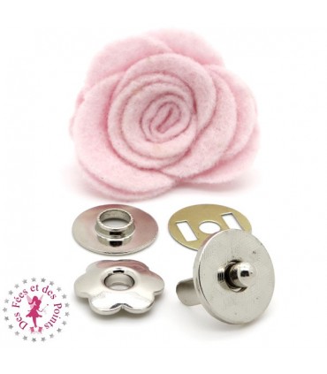 Fermoir magnétique / Aimant  "Fleur métallique" - Argent