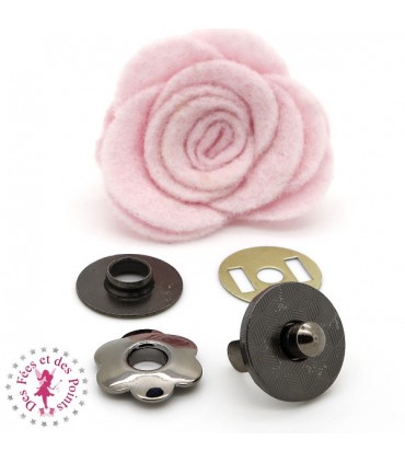 Fermoir magnétique / Aimant  "Fleur métallique" - Gun Metal