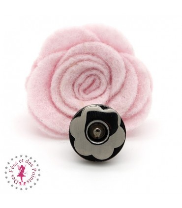 Fermoir magnétique / Aimant  "Fleur métallique" - Gun Metal