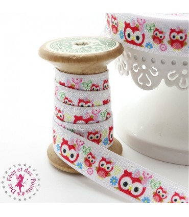 Elastique ruban - Coucou Hibou - 15 mm