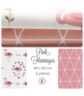 Coupons "Pink Flamingos" - Coton - 40 x 50 cm - 2 pièces