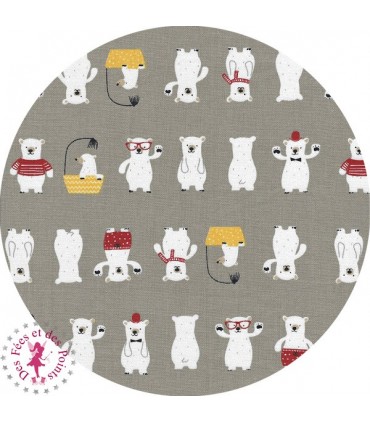 Coupons "Petit Ourson" - Taupe - Coton - 40 x 50 cm - 2 pièces