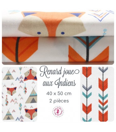 Coupons "Renard joue aux Indiens" - Coton - 40 x 50 cm - 2 pièces