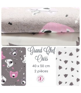 Coupons "Grand Chef Ours" - Coton - 40 x 50 cm - 2 pièces