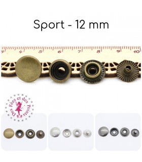 Pressions métallique Sport - 12 mm - 3 couleurs