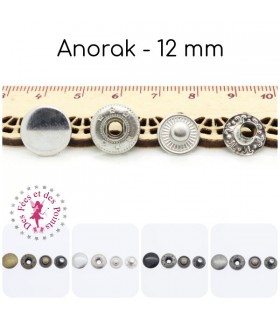 Pressions métallique Anorak - 12 mm - 4 couleurs