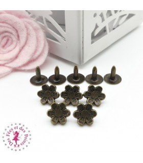 Rivets Fleurs - 10 mm - Bronze antique