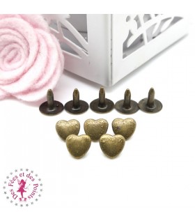 Rivets Coeurs - 8 mm - Bronze antique