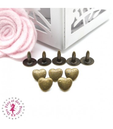 Rivets Coeurs - 8 mm - Bronze antique