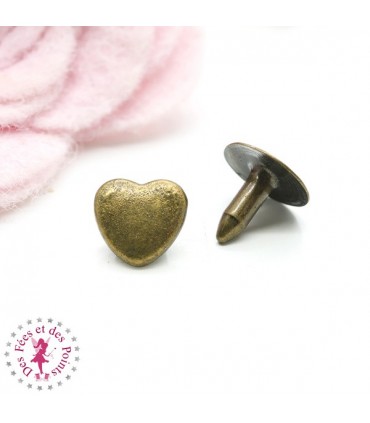 Rivets Coeurs - 8 mm - Bronze antique
