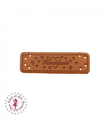 Etiquettes en cuir synthétique "Handmade" - Fille & Coeurs