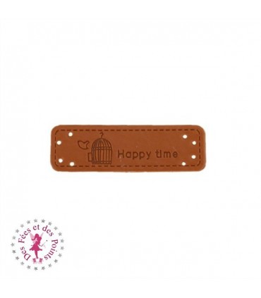 Etiquettes en cuir synthétique "Handmade" - Oiseau & Cage