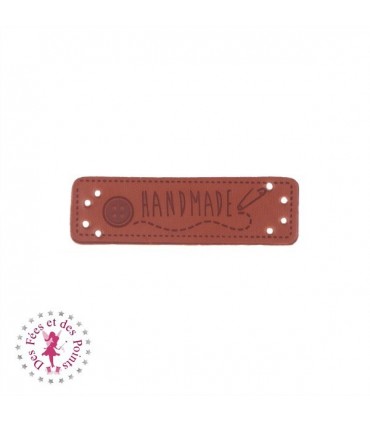Etiquettes en cuir synthétique "Handmade" - Machine à coudre & Bouton