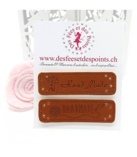 Etiquettes en cuir synthétique "Handmade" - Fille & Bouton