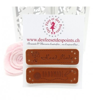 Etiquettes en cuir synthétique "Handmade" - Fille & Bouton