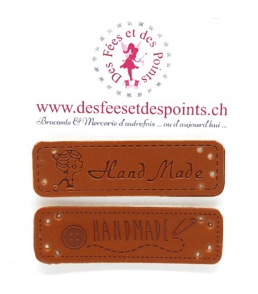 Etiquettes en cuir synthétique "Handmade" - Fille & Bouton