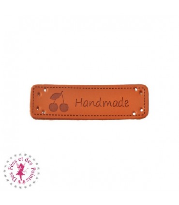 Etiquettes en cuir synthétique "Handmade" - Main & Cerises