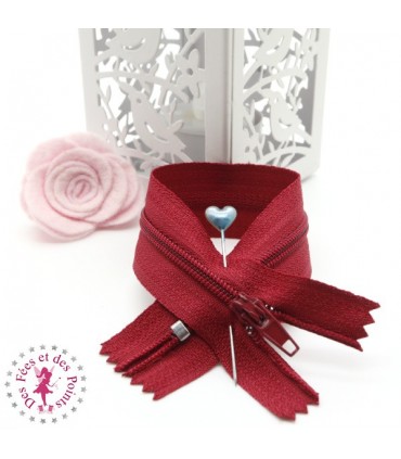 Fermeture éclair - 20 cm - Rouge foncé