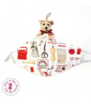 Masque de protection avec poche pour filtre - Haute Couture - Taille M - Femme/Ado