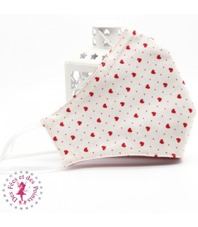 Masque de protection avec poche pour filtre - Mille Coeurs - Taille M - Femme/Ado