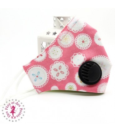 Masque de protection avec valve respiratoire - Flower Lace - Taille M - Femme/Ado