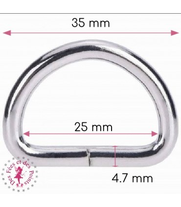 Anneau D -  25 mm - Argent