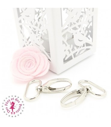 Set Mousquetons et Anneaux D pour sangle - 2.5 cm - Argent