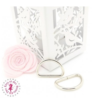Set Mousquetons et Anneaux D pour sangle - 2.5 cm - Argent