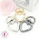 Mousqueton pivotant Coeur Boucle D - 44 mm - Argent / Gun Metal / Or