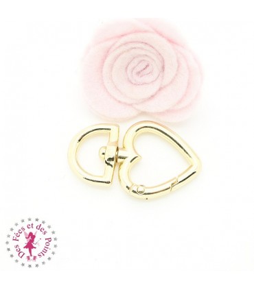 Mousqueton pivotant Coeur Boucle D - 44 mm - Or