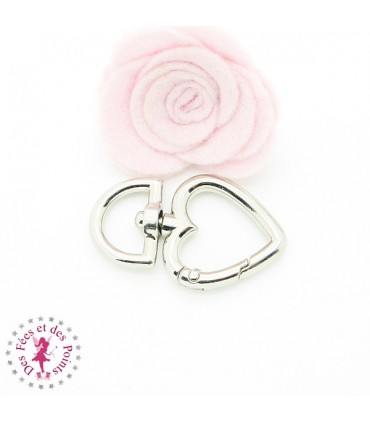 Mousqueton pivotant Coeur Boucle D - 44 mm - Argent