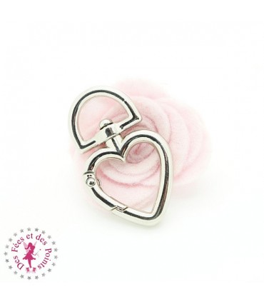 Mousqueton pivotant Coeur Boucle D - 44 mm - Argent