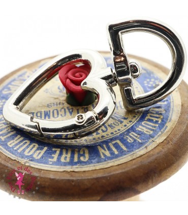 Mousqueton pivotant Coeur Boucle D - 44 mm - Argent