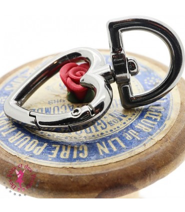 Mousqueton pivotant Coeur Boucle D - 44 mm - Gun Metal