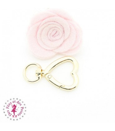 Mousqueton pivotant Coeur Boucle ronde - 41 mm - Or