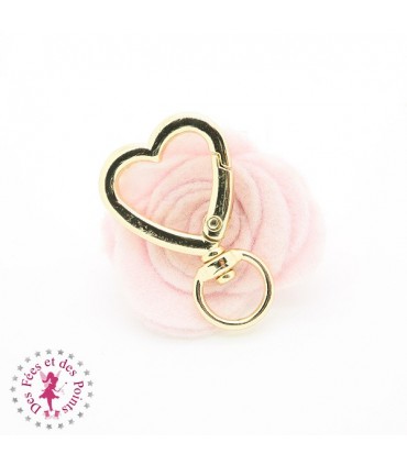Mousqueton pivotant Coeur Boucle ronde - 41 mm - Or