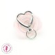 Mousqueton pivotant Coeur Boucle ronde - 41 mm - Argent