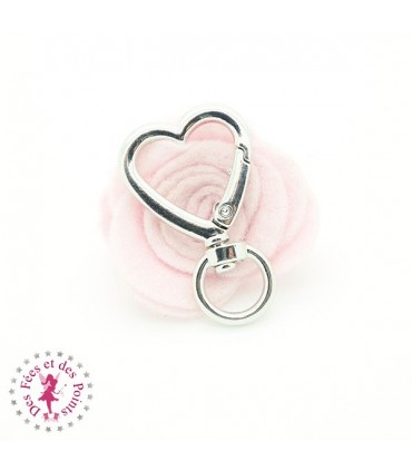 Mousqueton pivotant Coeur Boucle ronde - 41 mm - Argent