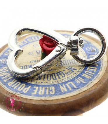 Mousqueton pivotant Coeur Boucle ronde - 41 mm - Argent