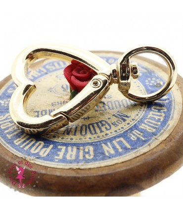 Mousqueton pivotant Coeur Boucle ronde - 41 mm - Or