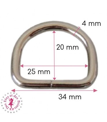 Anneau D -  25 mm - ø 4 mm - Argent