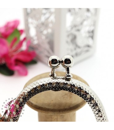 Fermoir métallique arrondi - Le Rikiki - 5 cm - Gravé - Argent