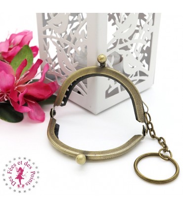 Fermoir métallique arrondi - Le Mini - 6.5 cm - Gravé - Bronze antique