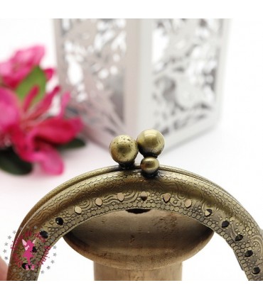 Fermoir métallique arrondi - Le Mini - 6.5 cm - Gravé - Bronze antique