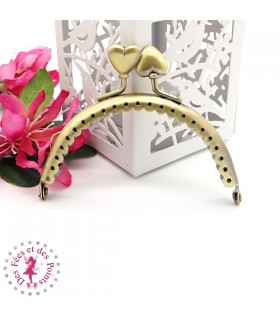 Fermoir métallique arrondi - Coeur de Marie - 8.5 cm - Lisse - Bronze antique