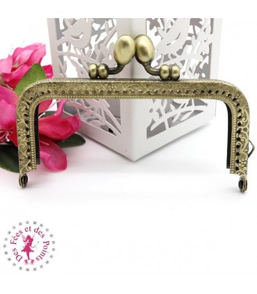 Fermoir métallique rectangulaire - Olives - 10 cm - Gravé - Bronze antique