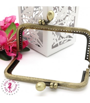 Fermoir métallique rectangulaire - Olives - 10 cm - Gravé - Bronze antique