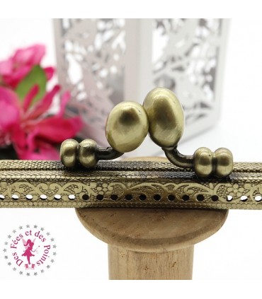 Fermoir métallique rectangulaire - Olives - 10 cm - Gravé - Bronze antique